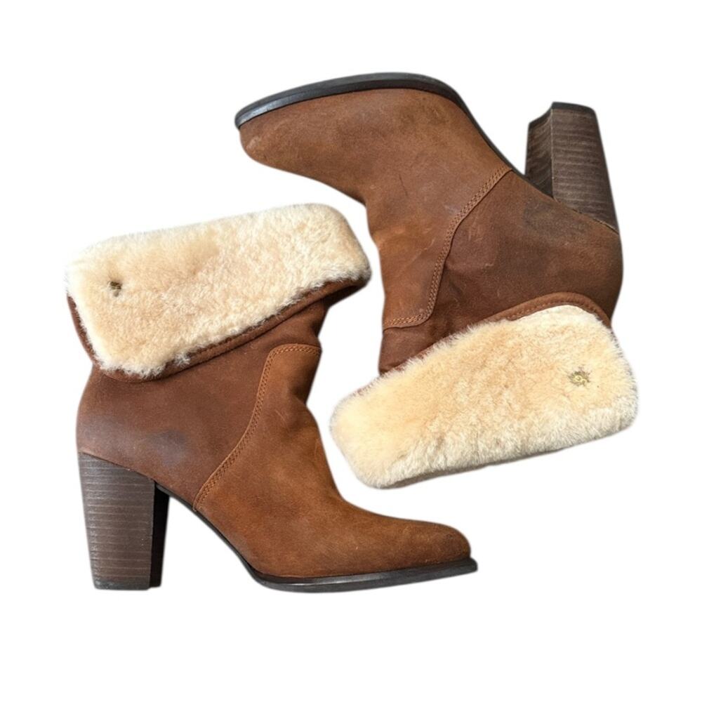 Ugg Layna Genuine Sherling Leather Cuff Boots Sz 6